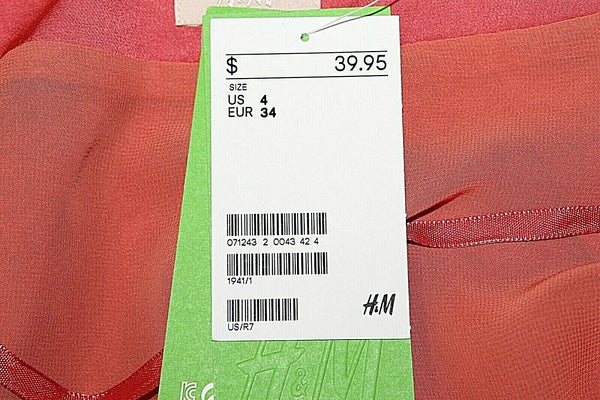 H&M NEW $40 Sz 4 Light Rust Pleated Neck Bubble Recycled Poly Blend Blouse