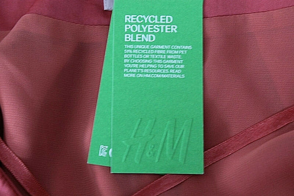H&M NEW $40 Sz 4 Light Rust Pleated Neck Bubble Recycled Poly Blend Blouse