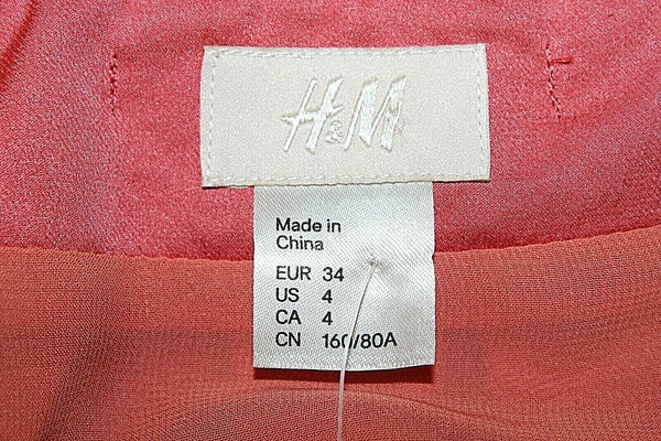 H&M NEW $40 Sz 4 Light Rust Pleated Neck Bubble Recycled Poly Blend Blouse