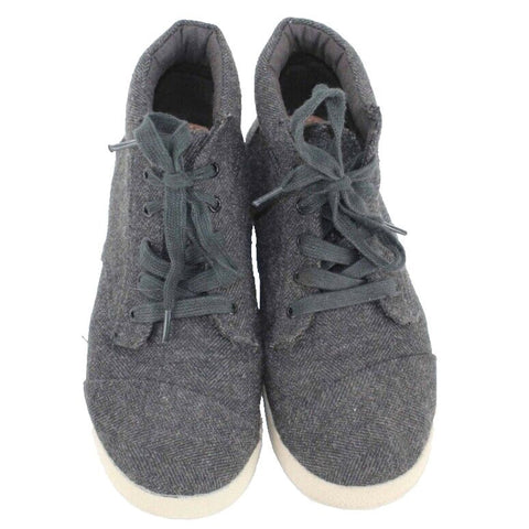 Toms Sz 2.5 Charcoal Lace Up Fabric High Tops Boys Girls Shoe