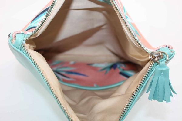 Rachel Pally Coral Multi 6.25 X 10 X 2.5 Zip Closure Clutch Cosmetic Bag