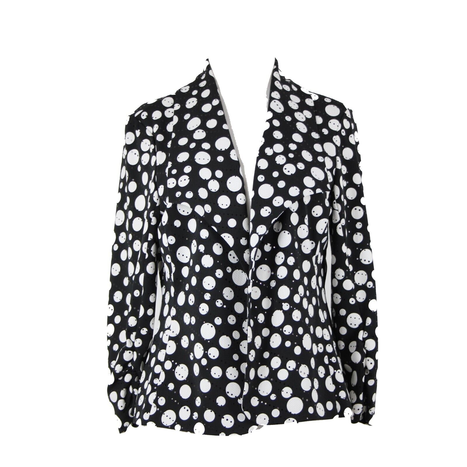 Frank Lyman NEW $186 Sz 10 Black White Polka Dot Collared Poly Elastane Wrap
