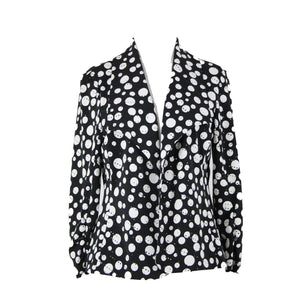 Frank Lyman NEW $186 Sz 10 Black White Polka Dot Collared Poly Elastane Wrap