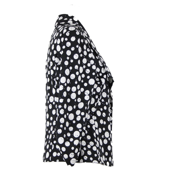 Frank Lyman NEW $186 Sz 10 Black White Polka Dot Collared Poly Elastane Wrap