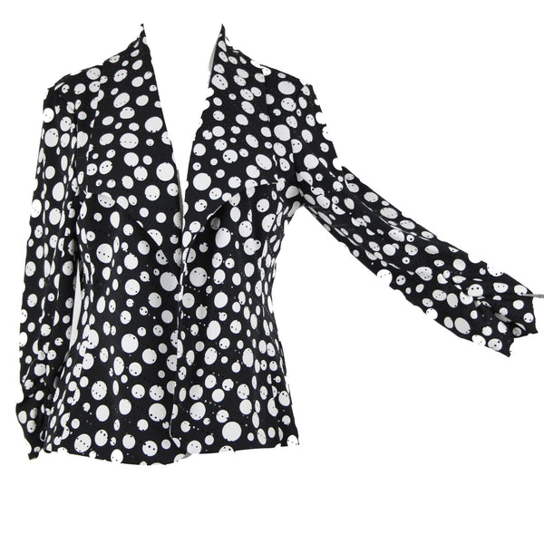 Frank Lyman NEW $186 Sz 10 Black White Polka Dot Collared Poly Elastane Wrap