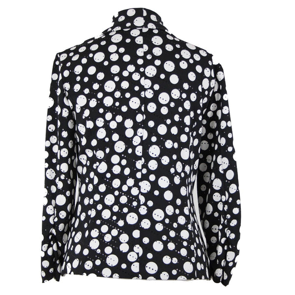 Frank Lyman NEW $186 Sz 10 Black White Polka Dot Collared Poly Elastane Wrap