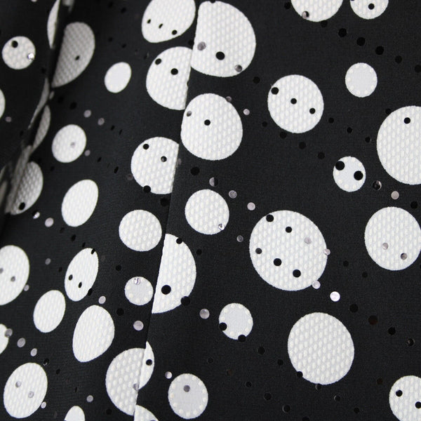 Frank Lyman NEW $186 Sz 10 Black White Polka Dot Collared Poly Elastane Wrap