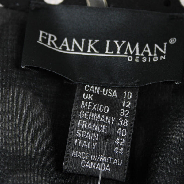 Frank Lyman NEW $186 Sz 10 Black White Polka Dot Collared Poly Elastane Wrap