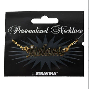 MELANIE NEW Name Goldtone Rhinestone Accent 14.5" w 4.5" Multi Ring Ext Necklace