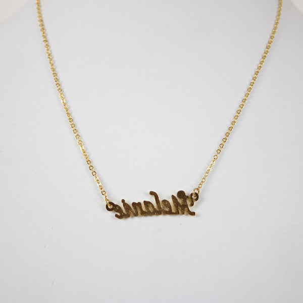 MELANIE NEW Name Goldtone Rhinestone Accent 14.5" w 4.5" Multi Ring Ext Necklace