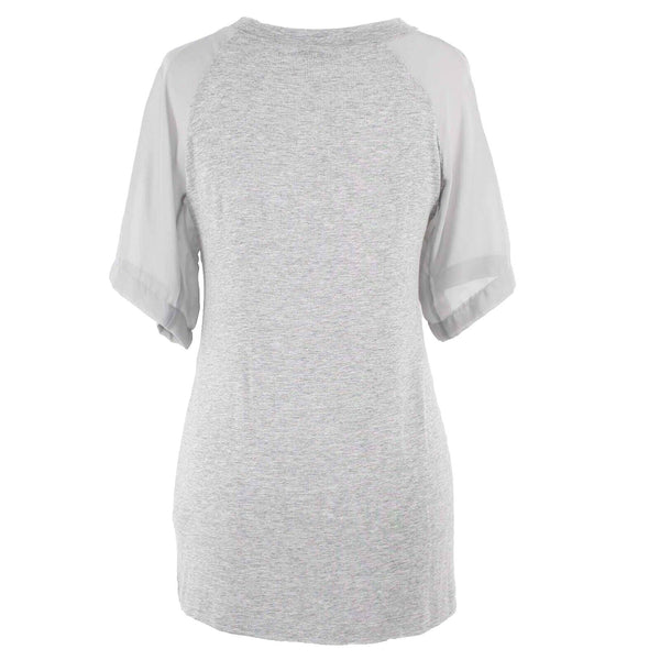 Ella Moss Sz XS Heathered Gray Chiffon Sleeves Rayon Blend Poly Knit Top