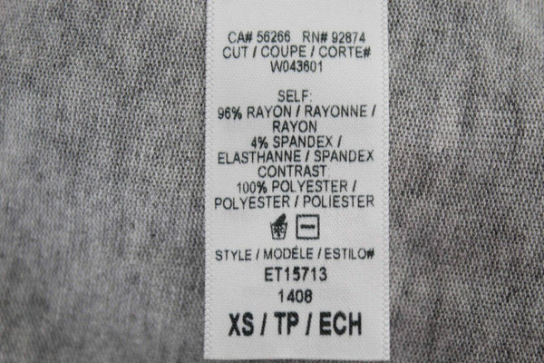 Ella Moss Sz XS Heathered Gray Chiffon Sleeves Rayon Blend Poly Knit Top