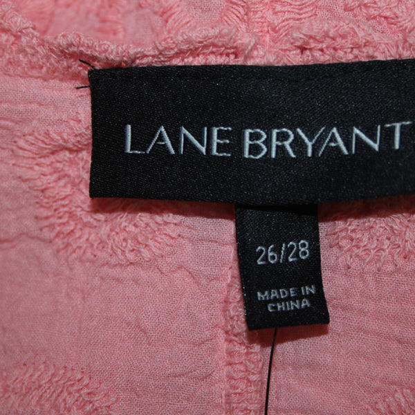 Lane Bryant Top NEW $60 Sz 26/28 Pink Embroidered Tie Cotton Rayon Top