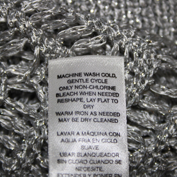 Chicos NEW $99 Sz 1 Silver Shine Stitch Theodora Pullover Rayon Poly Sweater Top