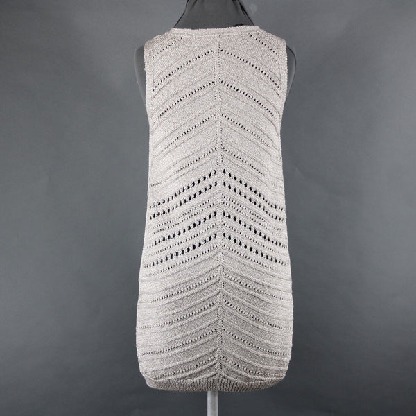 White House Black Market NEW $88 Sz XS Pearl Dust Gold Open Knit Rayon Top