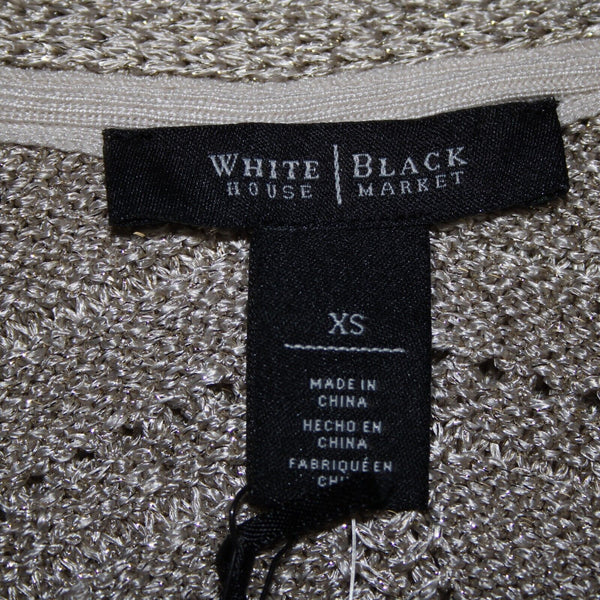 White House Black Market NEW $88 Sz XS Pearl Dust Gold Open Knit Rayon Top