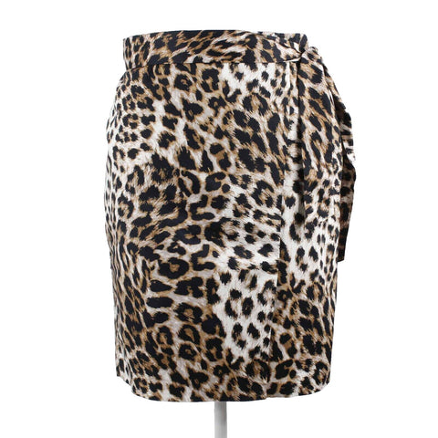 Talbots NEW $99 Sz 16P Black Brown Animal Print Zip Side Cotton Spandex Skirt
