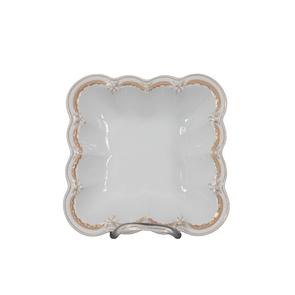 Hutschenreuther Viktoria White Peach Gold 8.5" x 8.5" x 2" Scalloped Emboss Bowl