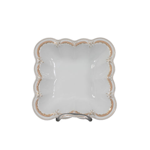 Hutschenreuther Viktoria White Peach Gold 8.5" x 8.5" x 2" Scalloped Emboss Bowl