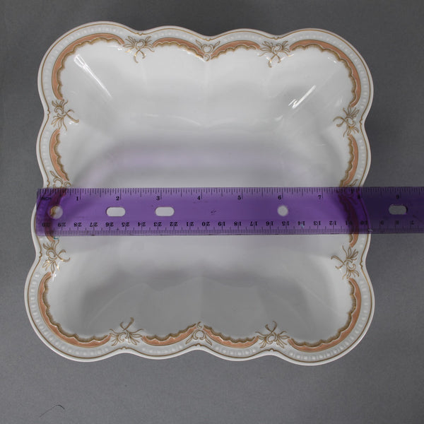 Hutschenreuther Viktoria White Peach Gold 8.5" x 8.5" x 2" Scalloped Emboss Bowl