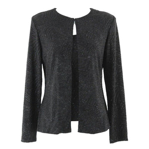 Xscape Sz M Black Textured Shimmer Nylon Metallic Spandex Poly Twin Set Top