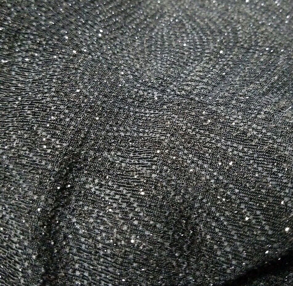 Xscape Sz M Black Textured Shimmer Nylon Metallic Spandex Poly Twin Set Top