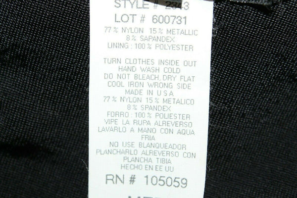 Xscape Sz M Black Textured Shimmer Nylon Metallic Spandex Poly Twin Set Top