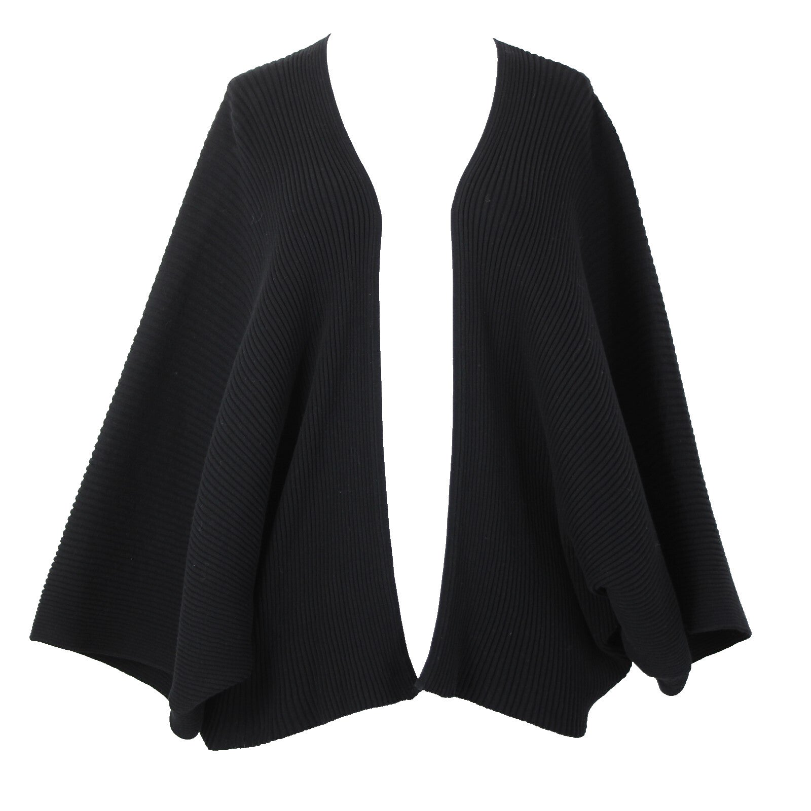 Cos Sz XS/S Black Ribbed 3/4 Sleeve 100% Cotton Wrap Cardigan Sweater