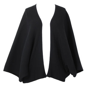 Cos Sz XS/S Black Ribbed 3/4 Sleeve 100% Cotton Wrap Cardigan Sweater