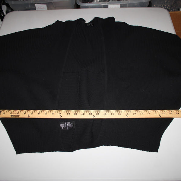Cos Sz XS/S Black Ribbed 3/4 Sleeve 100% Cotton Wrap Cardigan Sweater