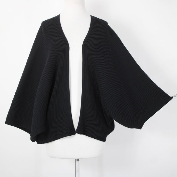 Cos Sz XS/S Black Ribbed 3/4 Sleeve 100% Cotton Wrap Cardigan Sweater