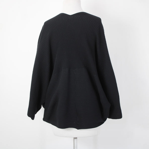 Cos Sz XS/S Black Ribbed 3/4 Sleeve 100% Cotton Wrap Cardigan Sweater