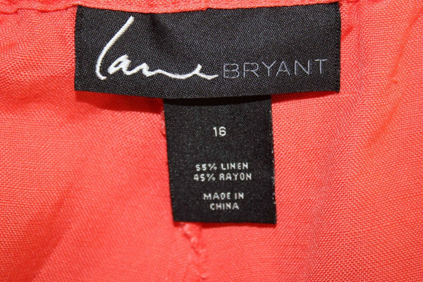 Lane Bryant Sz 16 X 23 Coral Linen Blend Capri Crop Pant