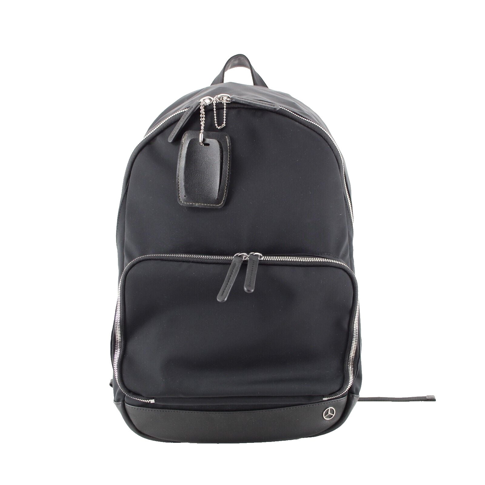 Haerfest 18 x 14 Black Silver Pockets Mercedes Benz Logo Nylon Leather Backpack