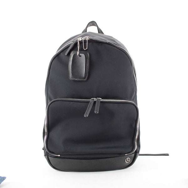 Haerfest 18 x 14 Black Silver Pockets Mercedes Benz Logo Nylon Leather Backpack