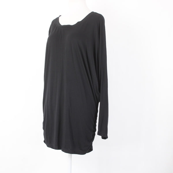 Sophie Max Top NEW $35 Basics Sz L Black Ruched Batwing Viscose Spandex Top