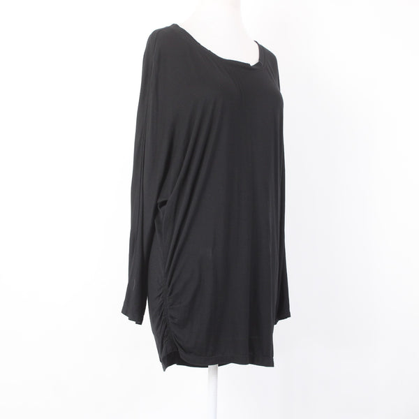 Sophie Max Top NEW $35 Basics Sz L Black Ruched Batwing Viscose Spandex Top