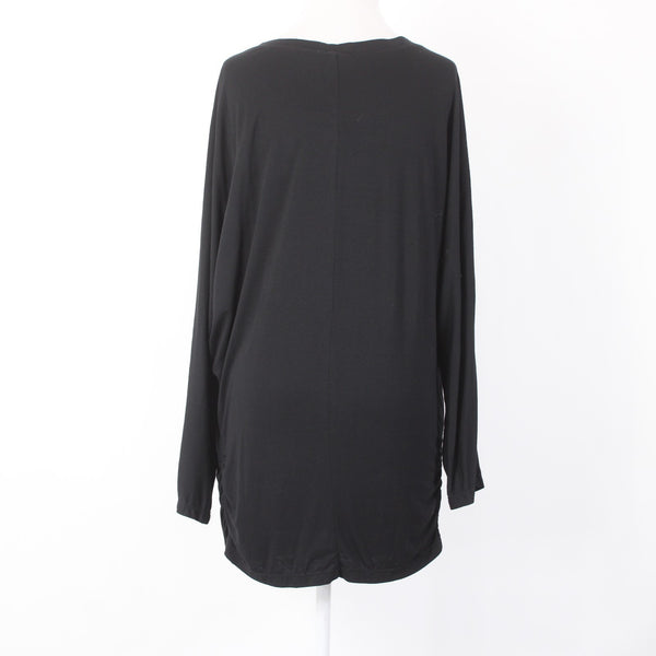 Sophie Max Top NEW $35 Basics Sz L Black Ruched Batwing Viscose Spandex Top