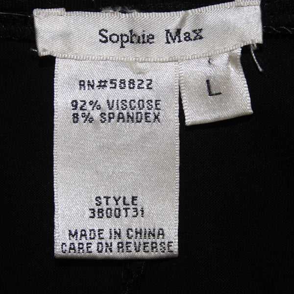 Sophie Max Top NEW $35 Basics Sz L Black Ruched Batwing Viscose Spandex Top