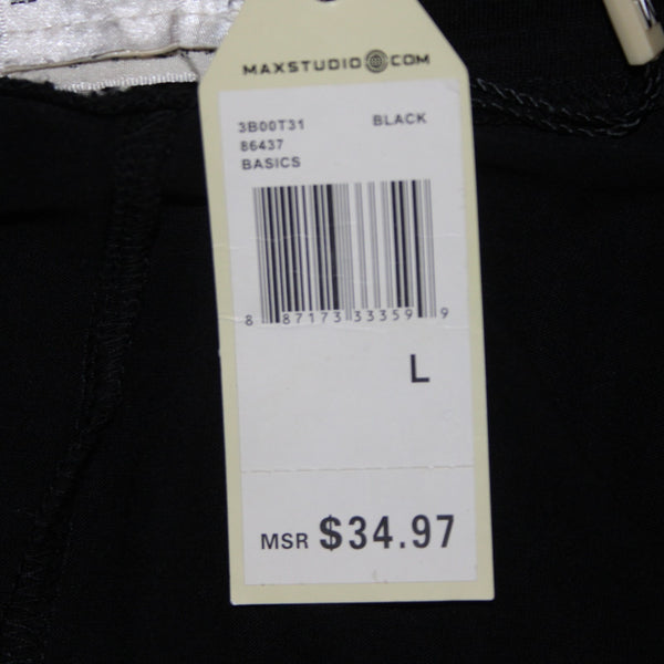 Sophie Max Top NEW $35 Basics Sz L Black Ruched Batwing Viscose Spandex Top