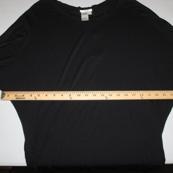 Sophie Max Top NEW $35 Basics Sz L Black Ruched Batwing Viscose Spandex Top