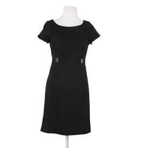 White House Black Sz 2 Black Silver Short Sleeve Rayon Nylon Spandx Classy Dress