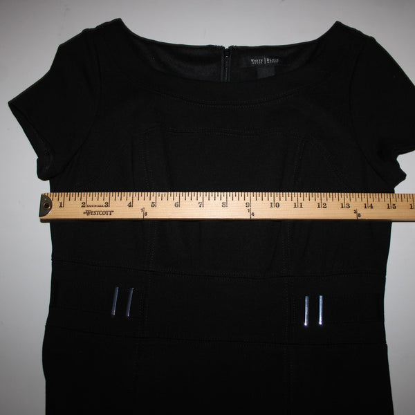 White House Black Sz 2 Black Silver Short Sleeve Rayon Nylon Spandx Classy Dress