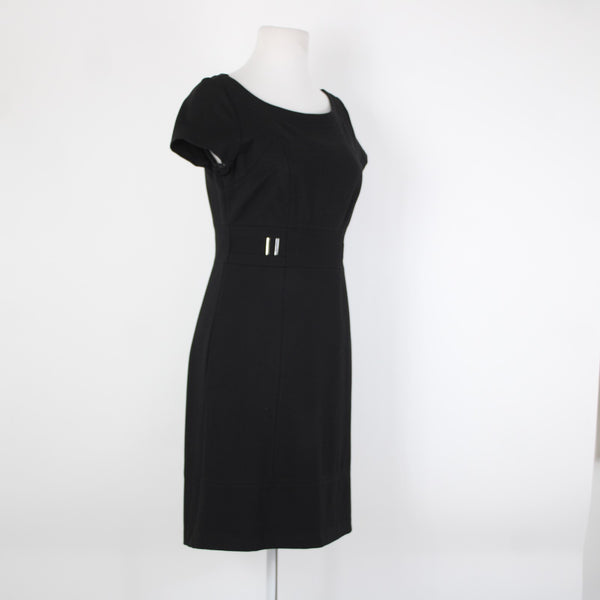 White House Black Sz 2 Black Silver Short Sleeve Rayon Nylon Spandx Classy Dress