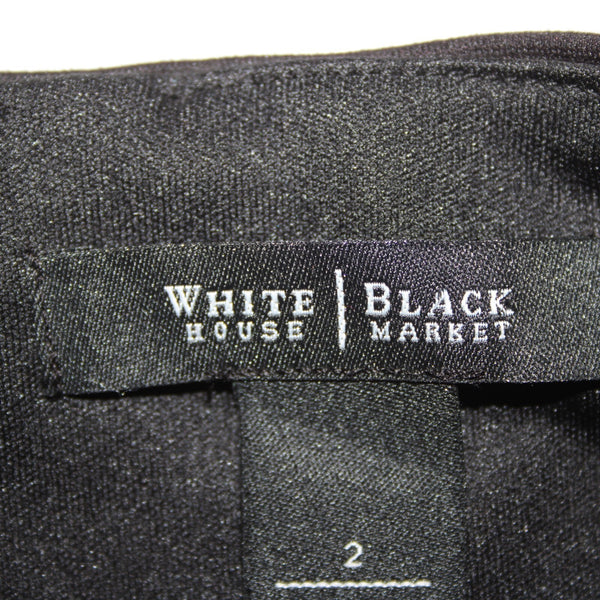 White House Black Sz 2 Black Silver Short Sleeve Rayon Nylon Spandx Classy Dress