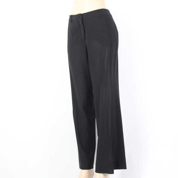 Akris Punto Pant Sz 10 x 30 Black Pockets Sheer 100% Wool Pant