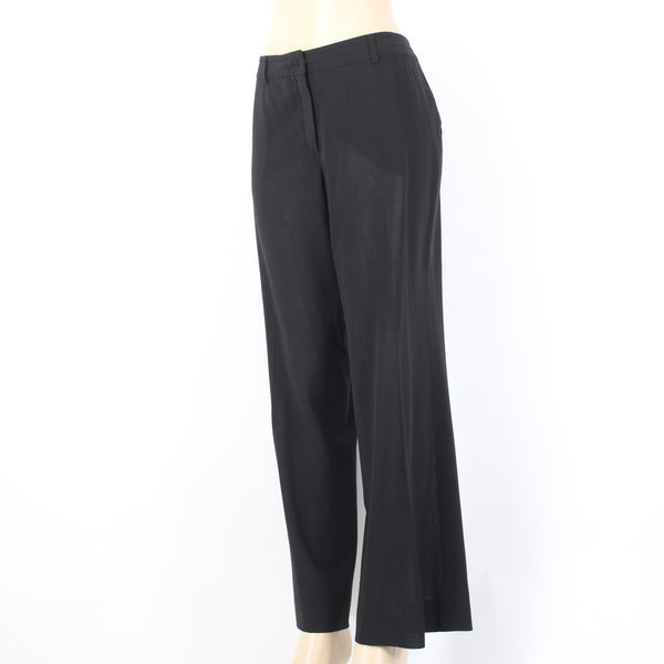Akris Punto Pant Sz 10 x 30 Black Pockets Sheer 100% Wool Pant