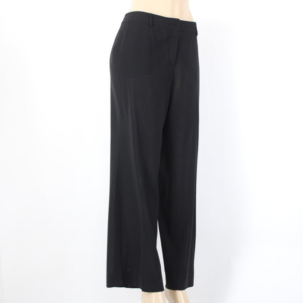 Akris Punto Pant Sz 10 x 30 Black Pockets Sheer 100% Wool Pant