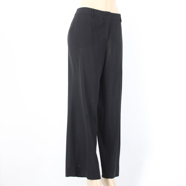 Akris Punto Pant Sz 10 x 30 Black Pockets Sheer 100% Wool Pant