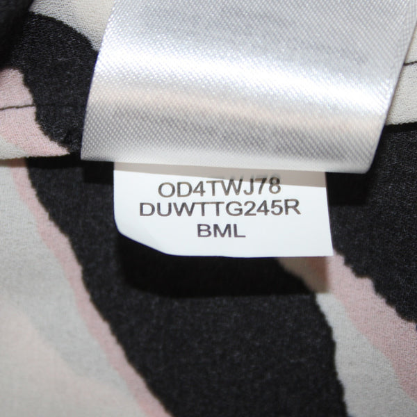 DKNY Top NEW $69 Sz 3X Black White Pink Collared Flutter Sleeve 100% Poly Top